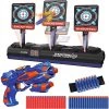 Coupon 🛒 Nerf pistolet avec 40 flèchettes en mousse et 3 cibles électronique bleu orange 😀 -Jouet Blaster Soldes 3700845510616 1